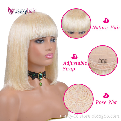 Large Stock cheap Black and 613 Blonde Machine Made Human Hair Wigs 8-14 Inch Glueless Bob Short Wig For Black Women